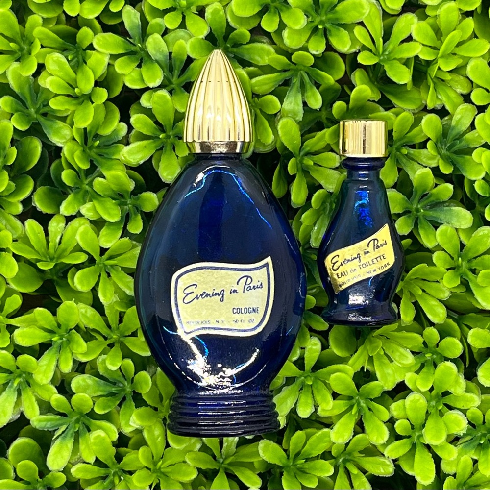 Vintage cobalt blue Evening in Paris bottles (empty)